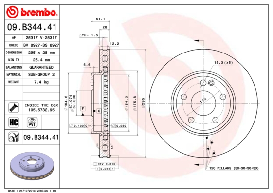 Disc frana BREMBO 09.B344.41