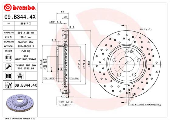 Disc frana BREMBO 09.B344.4X