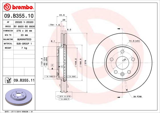 Disc frana BREMBO 09.B355.10