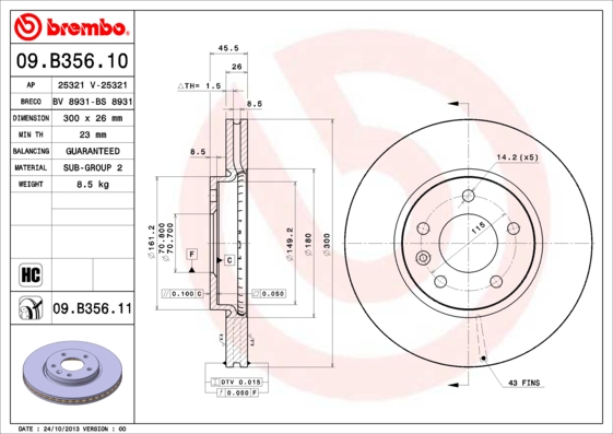Disc frana BREMBO 09.B356.11