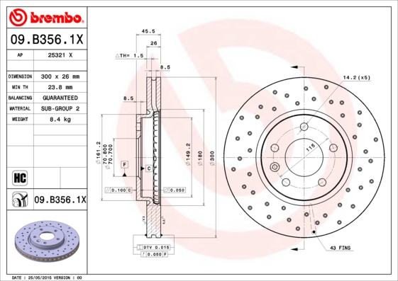Disc frana BREMBO 09.B356.1X