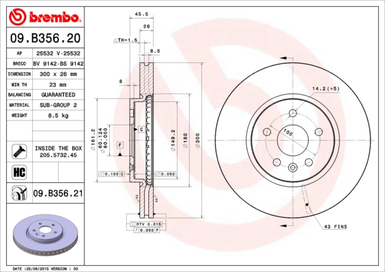 Disc frana BREMBO 09.B356.21