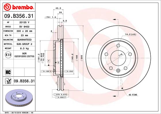 Disc frana BREMBO 09.B356.31