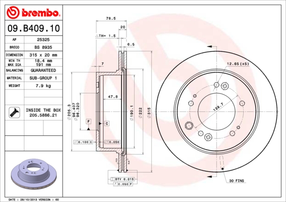Disc frana BREMBO 09.B409.10