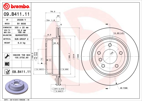 Disc frana BREMBO 09.B411.11