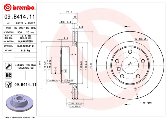 Disc frana BREMBO 09.B414.11