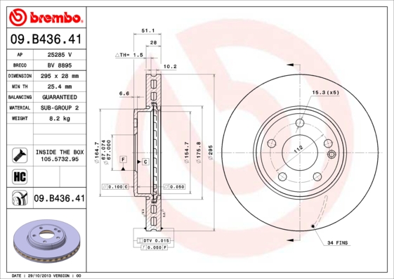 Disc frana BREMBO 09.B436.41