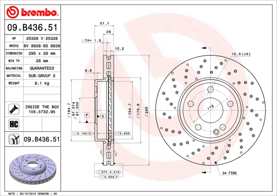 Disc frana BREMBO 09.B436.51