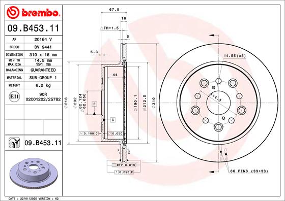 Disc frana BREMBO 09.B453.11