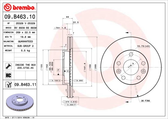 Disc frana BREMBO 09.B463.10