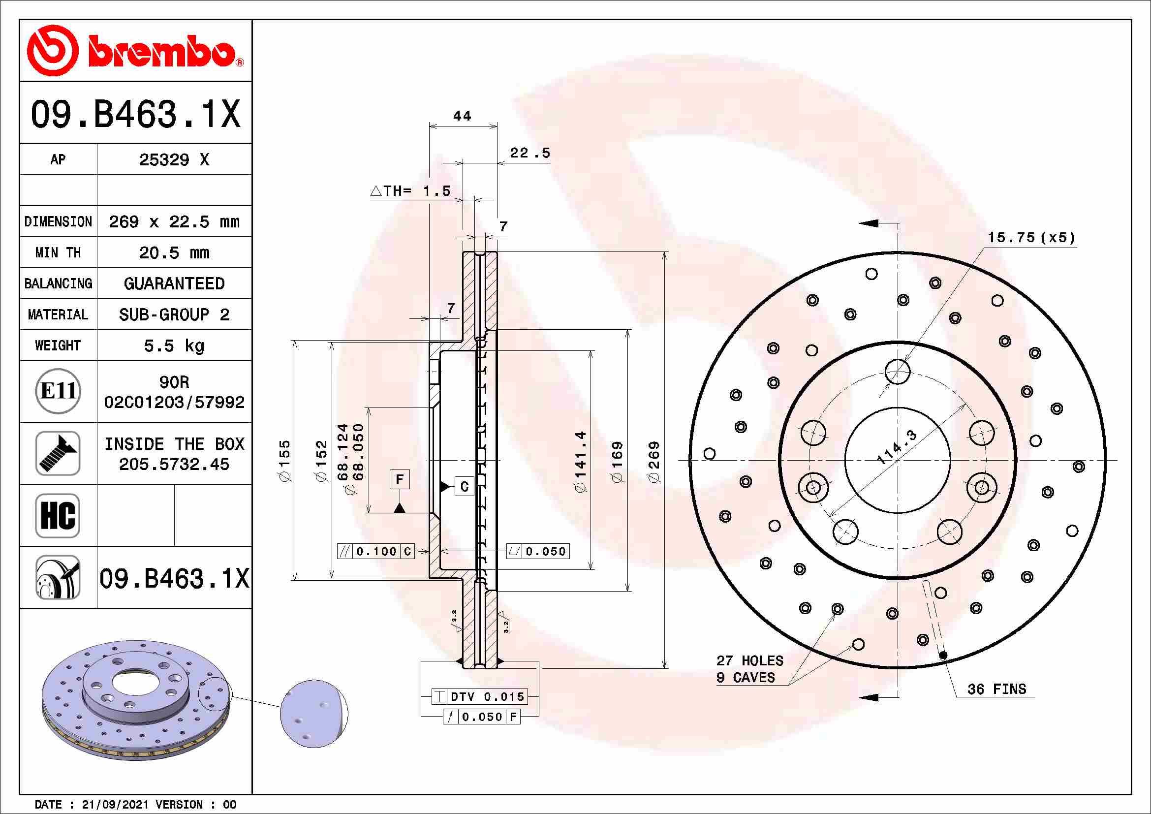 Disc frana BREMBO 09.B463.1X