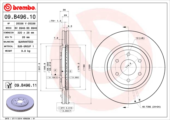 Disc frana BREMBO 09.B496.11