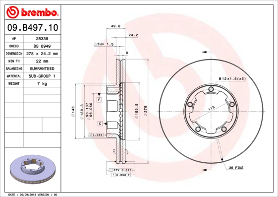 Disc frana BREMBO 09.B497.10