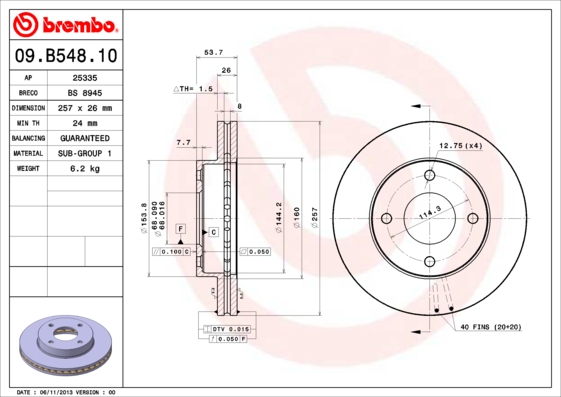 Disc frana BREMBO 09.B548.10