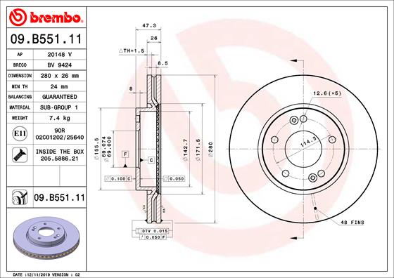 Disc frana BREMBO 09.B551.11