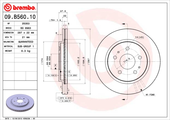 Disc frana BREMBO 09.B560.10