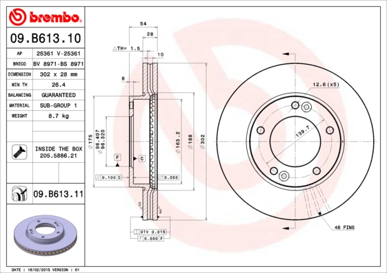 Disc frana BREMBO 09.B613.11