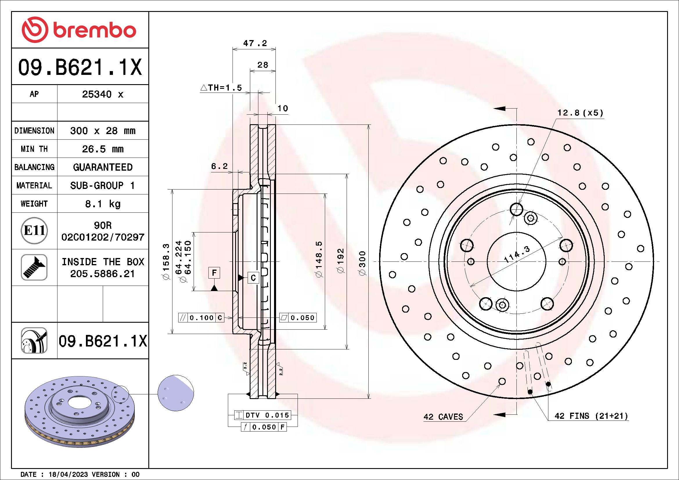 Disc frana BREMBO 09.B621.1X