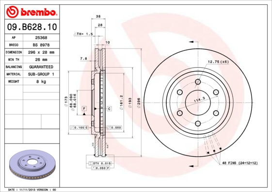 Disc frana BREMBO 09.B628.10
