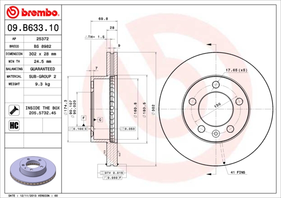 Disc frana BREMBO 09.B633.10