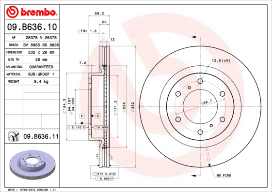 Disc frana BREMBO 09.B636.11