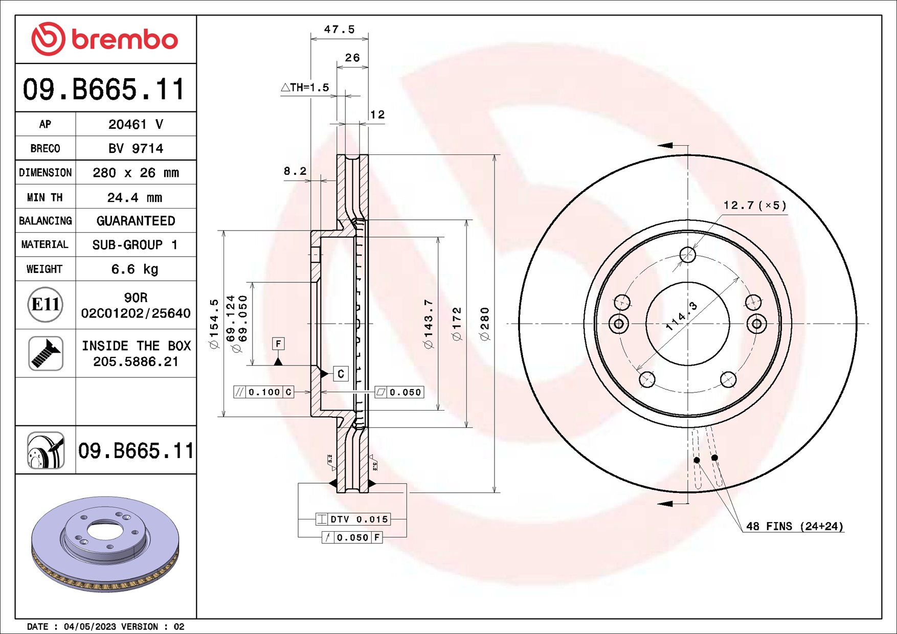 Disc frana BREMBO 09.B665.11