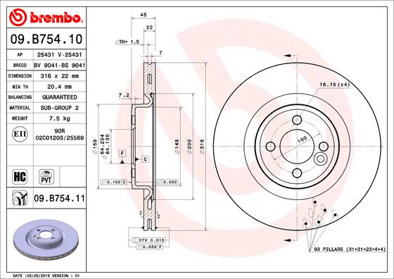 Disc frana BREMBO 09.B754.11