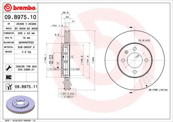 Disc frana BREMBO 09.B975.11
