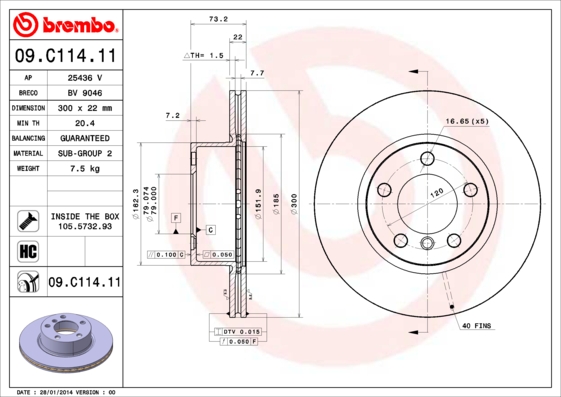 Disc frana BREMBO 09.C114.11
