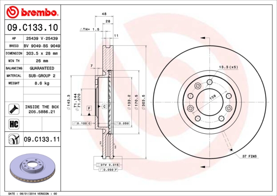 Disc frana BREMBO 09.C133.11