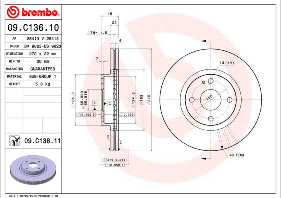 Disc frana BREMBO 09.C136.11
