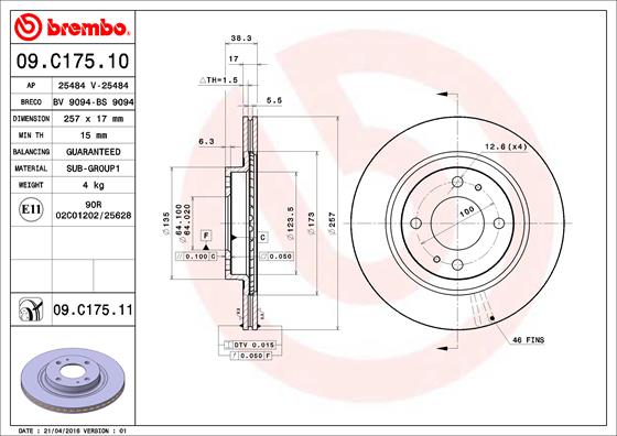 Disc frana BREMBO 09.C175.11
