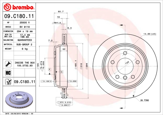 Disc frana BREMBO 09.C180.11