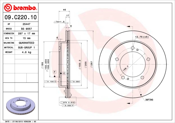 Disc frana BREMBO 09.C220.10