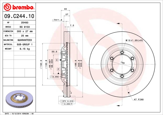 Disc frana BREMBO 09.C244.10