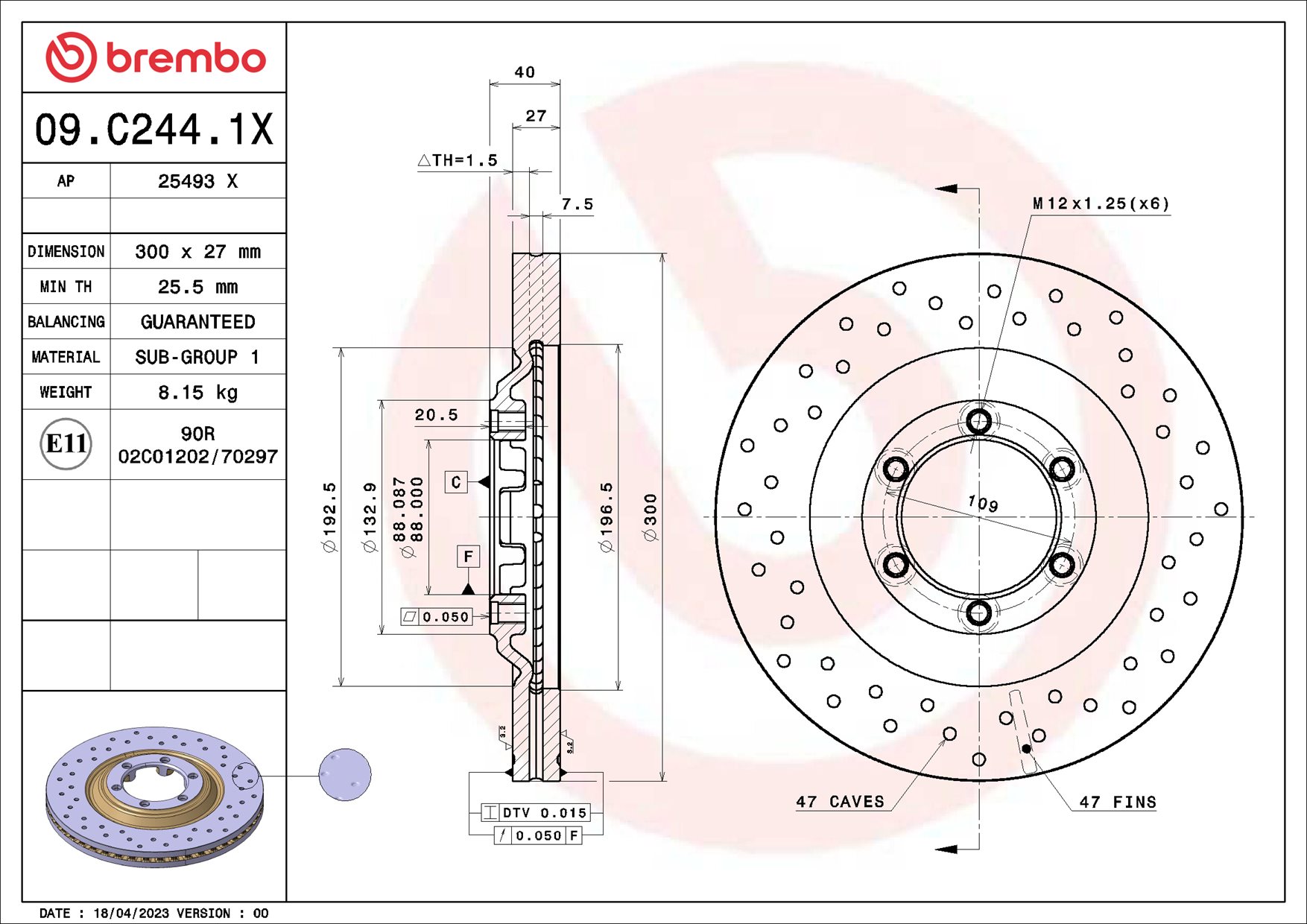 Disc frana BREMBO 09.C244.1X