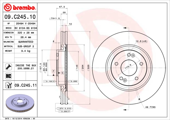 Disc frana BREMBO 09.C245.11