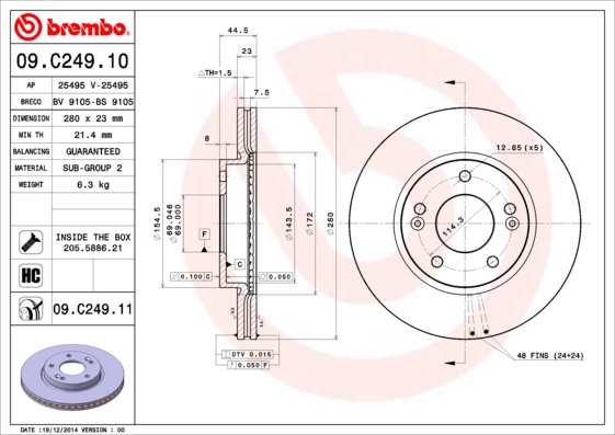 Disc frana BREMBO 09.C249.11