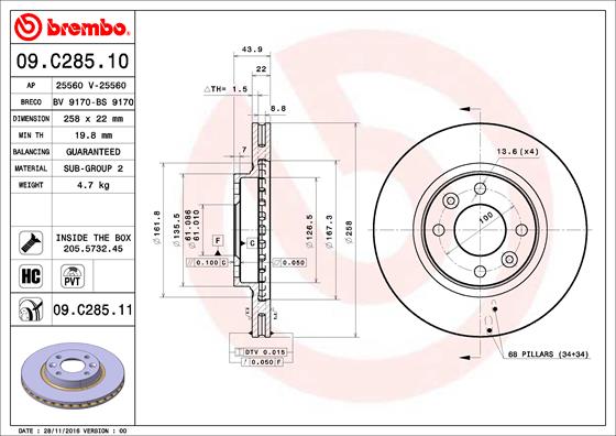 Disc frana BREMBO 09.C285.11