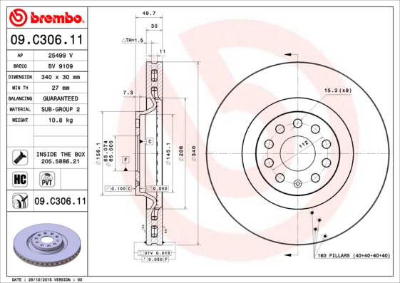 Disc frana BREMBO 09.C306.11