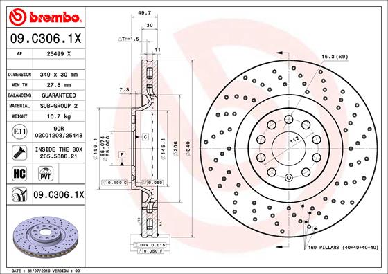 Disc frana BREMBO 09.C306.1X
