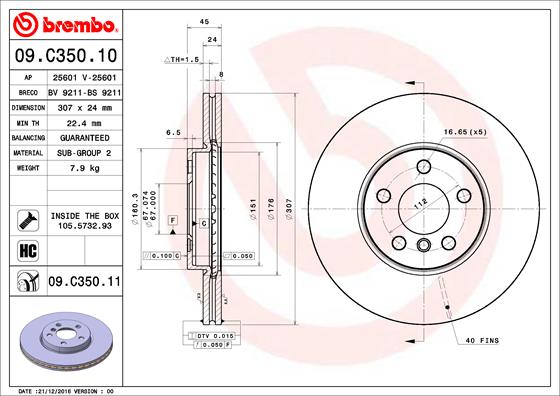 Disc frana BREMBO 09.C350.11