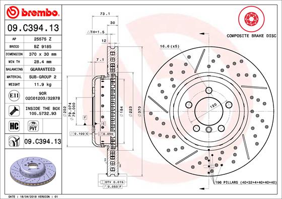 Disc frana BREMBO 09.C394.13