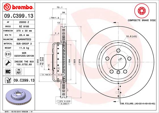 Disc frana BREMBO 09.C399.13