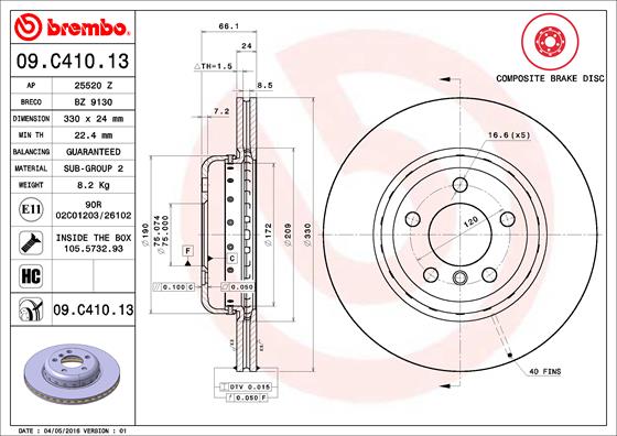 Disc frana BREMBO 09.C410.13
