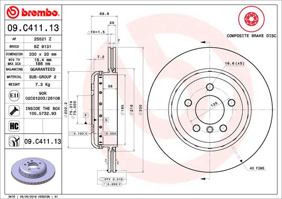 Disc frana BREMBO 09.C411.13