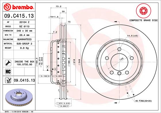 Disc frana BREMBO 09.C415.13