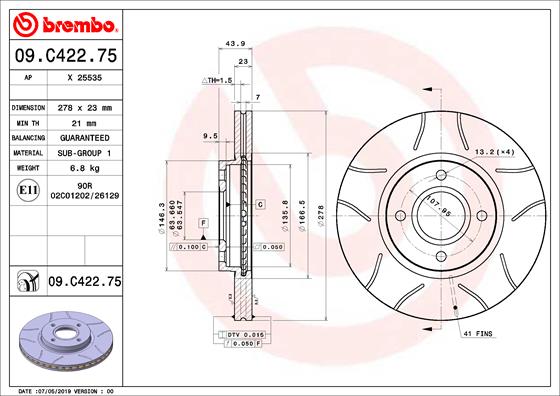 Disc frana BREMBO 09.C422.75