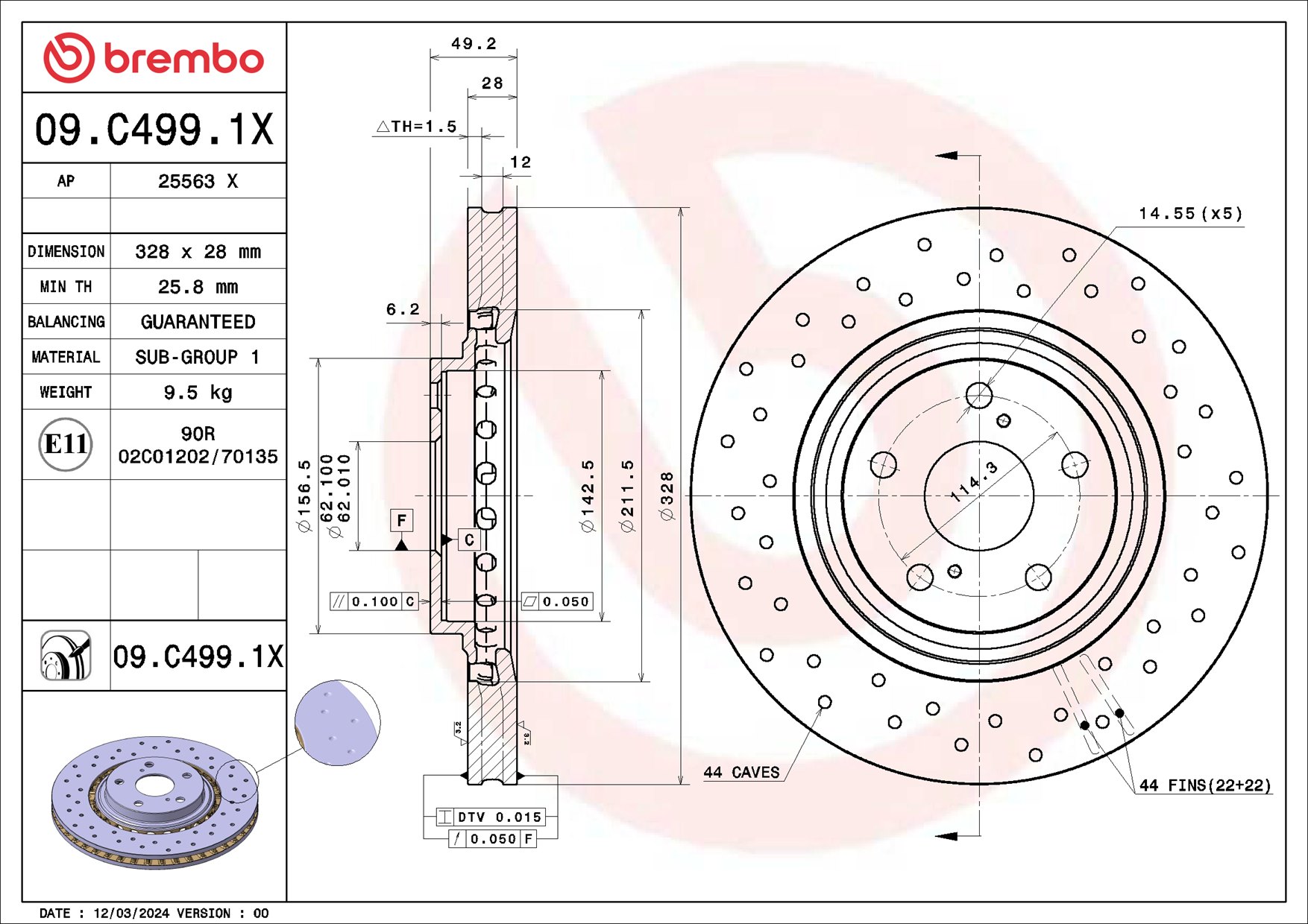 Disc frana BREMBO 09.C499.1X