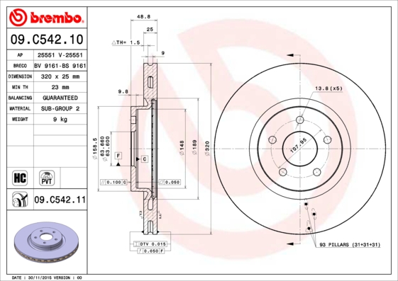 Disc frana BREMBO 09.C542.11